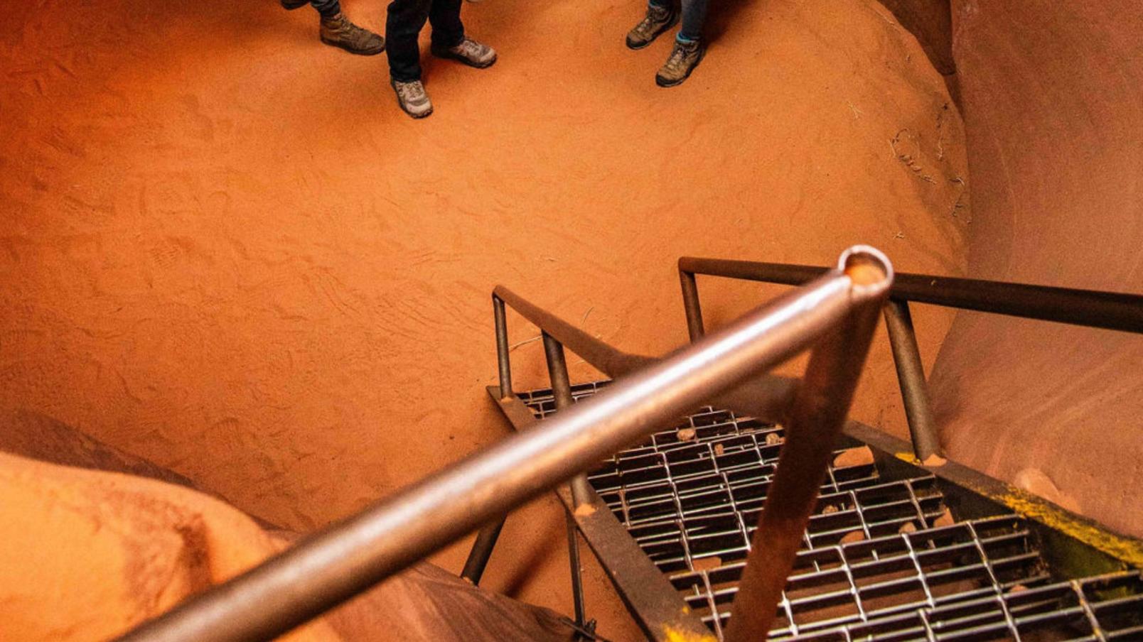 Stairs and sand ground in Antelope Canyon