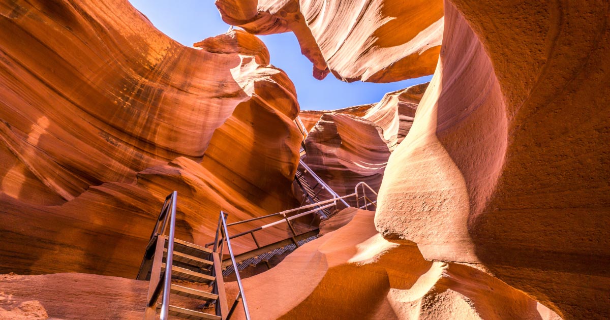 Lower Antelope Canyon steps built by Ken's Tours