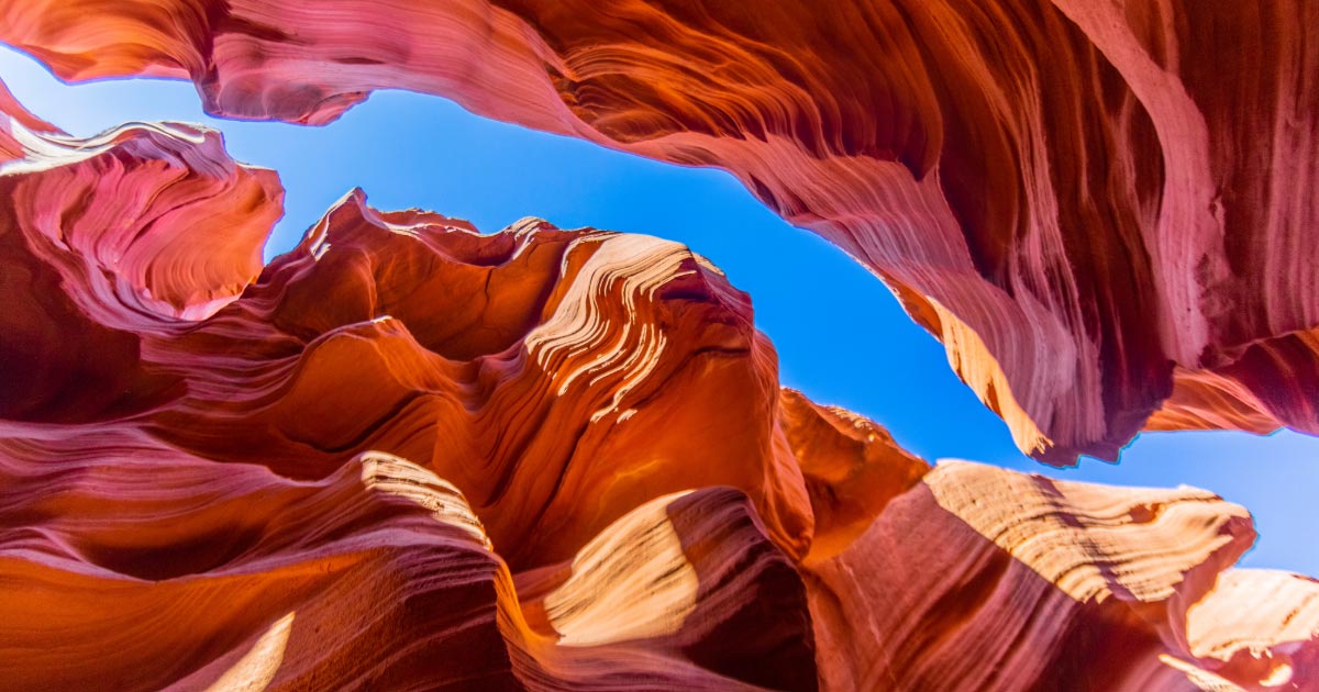 Looking straight up at Lower Antelope Canyon's walls