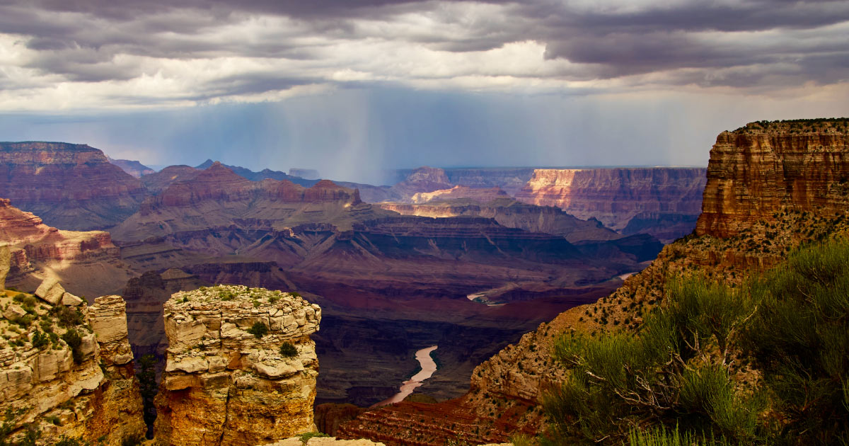 Monsoon storm moving over Grand Canyon