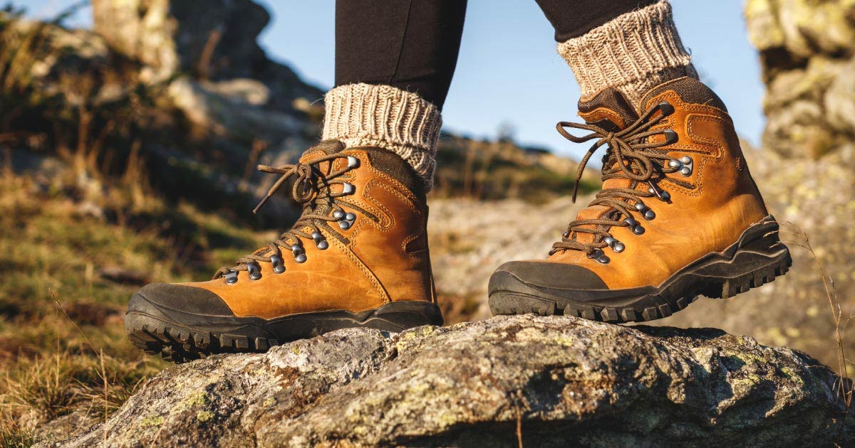 Up close pic of woman's hiking boots